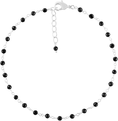 Silver Plated Rosary Chain Anklet for Women