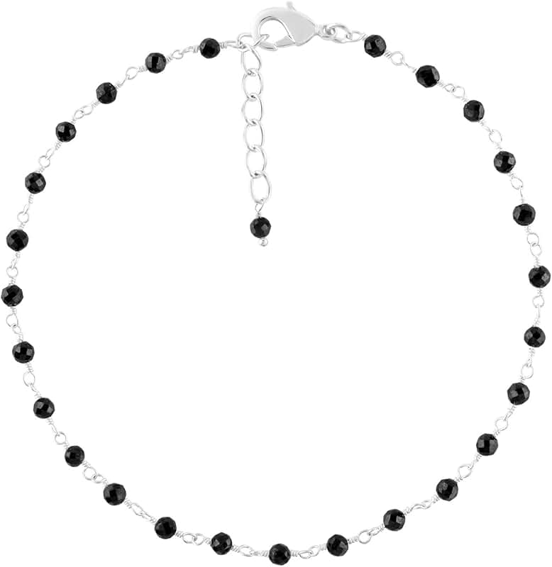 Silver Plated Rosary Chain Anklet for Women