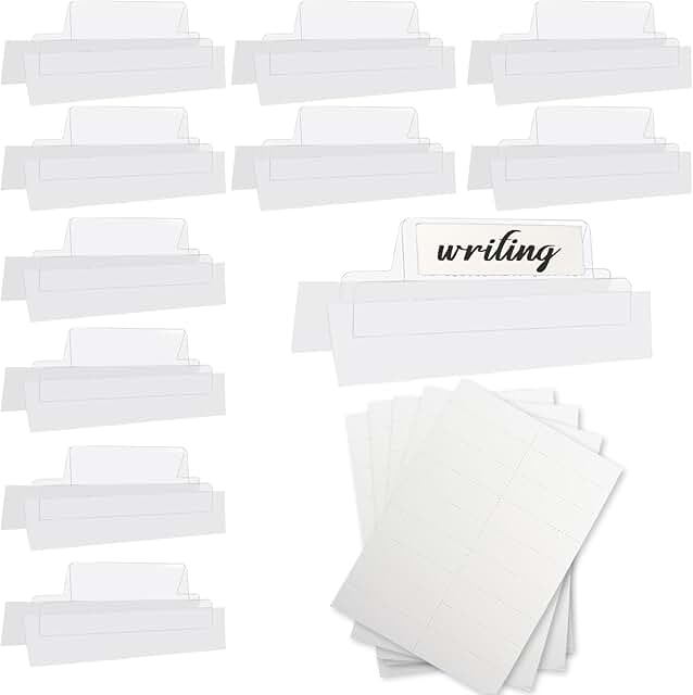 Set of 100 clear self-adhesive tabs with printable inserts