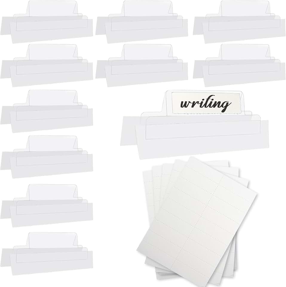 Set of 100 clear self-adhesive tabs with printable inserts