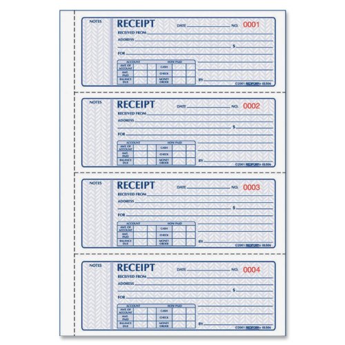 Money Receipt Book with Carbonless Forms, 11" x 8"