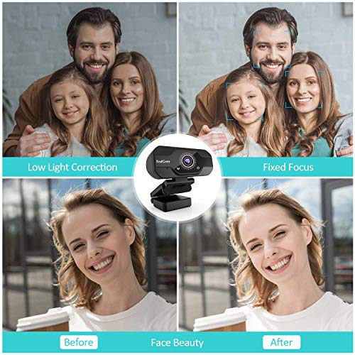 HD Pro Webcam, 8MP Fixed Focus 4K/1080P Full HD Webcam USB Webcam Desktop Laptop Camera Live Streaming Webcam Built-in Mic Widescreen HD Video Webcam, Flexible Rotatable Clip[Upgraded Version]
