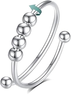 Sterling Silver Adjustable Fidget Ring for Stress Relief