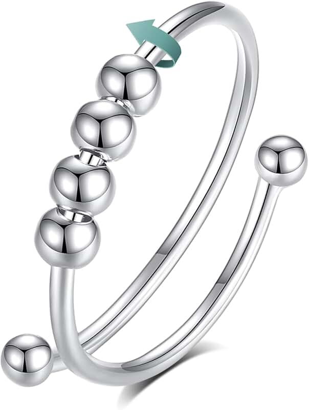 Sterling Silver Adjustable Fidget Ring for Stress Relief