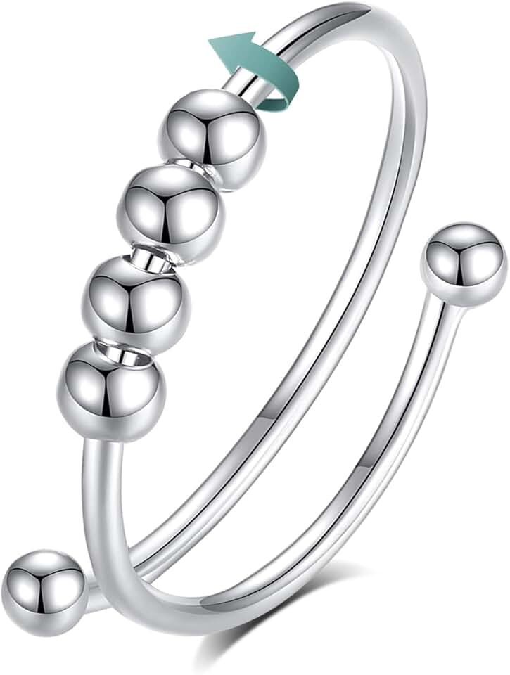 Sterling Silver Adjustable Fidget Ring for Stress Relief