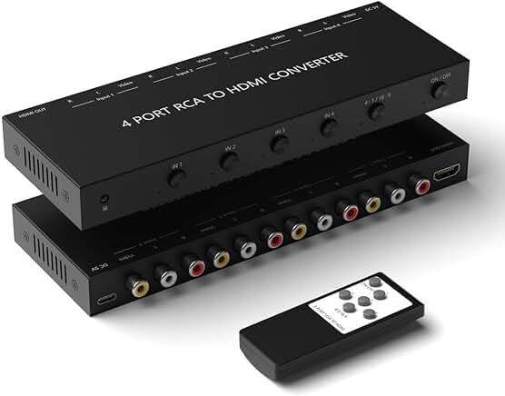 4-Port AV to HDMI Converter with Adjustable Output