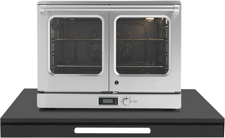 Black microwave stand with pull-out shelf and drawer