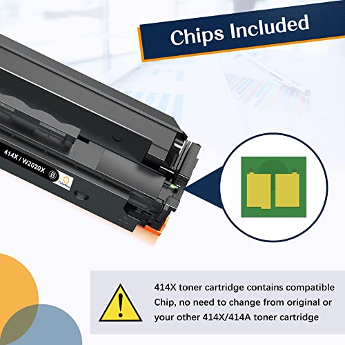 (with CHIP) Compatible Toner Cartridge Replacement for HP 414X W2020X 414A W2020A HP Color Pro MFP M479fdw M454dw M479fdn M454dn Toner Printer (High Yield, Black Cyan Yellow Magenta,4-Pack)