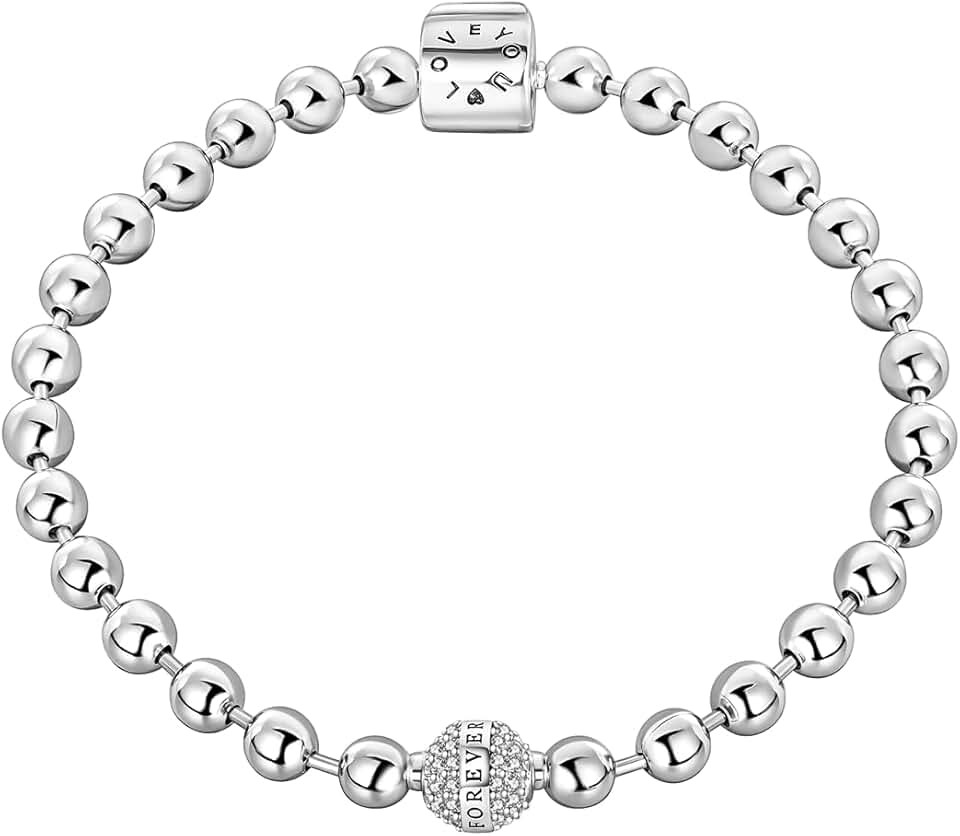Sterling Silver Beaded Ball Bangle for Women