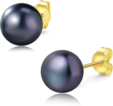 Black, Grey, and White Pearl Stud Earrings