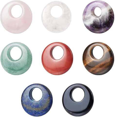 Eight Natural Stone Bead Pendants for Jewelry Making