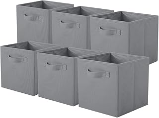 Gray foldable fabric storage bins, 6-pack