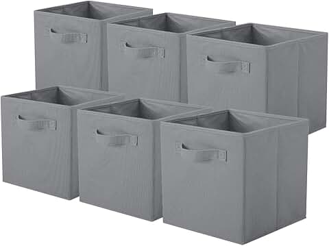Gray foldable fabric storage bins, 6-pack