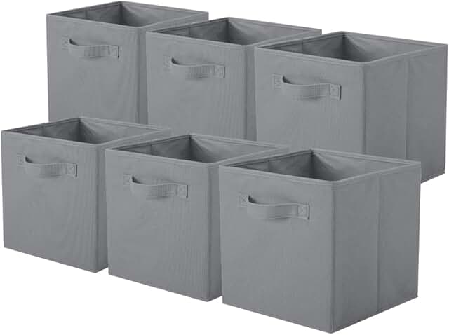 Gray foldable fabric storage bins, 6-pack