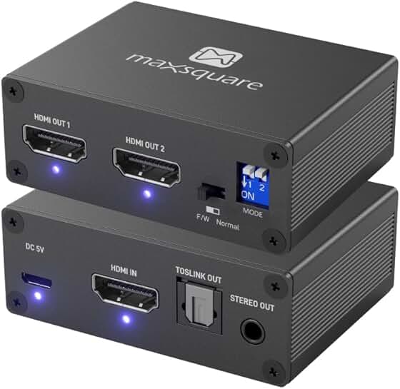 HDMI Splitter with Audio Extractor, 1 in 2 out, 4K 60