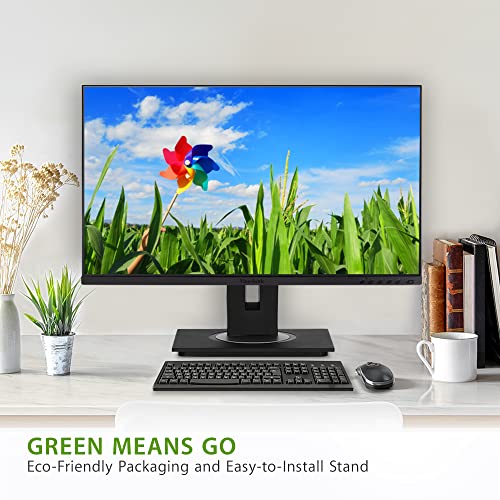 VG2448A 24 Inch IPS 1080p Ergonomic Monitor with Ultra-Thin Bezels, HDMI, DisplayPort, USB, VGA, and 40 Degree Tilt for Home and Office