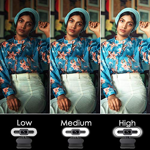 HD Webcam 1080P with Ring Light,Video Web Camera Built-in Microphone,Auto Focus,Adjustable Brightness,110 Degree Wide,Screen,Wide 360 Rotating Base,30 FPS Streaming Cam with Tripod, Plug and Play
