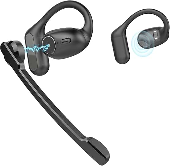 Open-Ear Bluetooth Headset with Detachable Microphone