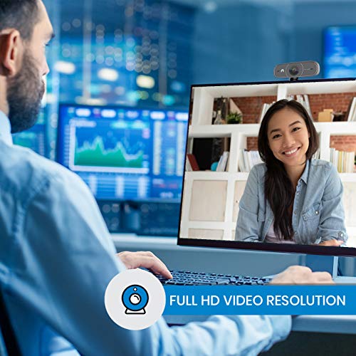 1080p Full HD Webcam - Computer Desktop or Laptop Streaming Camera, Real-Time Video Recording with Autofocus and Dual Noise Cancelling