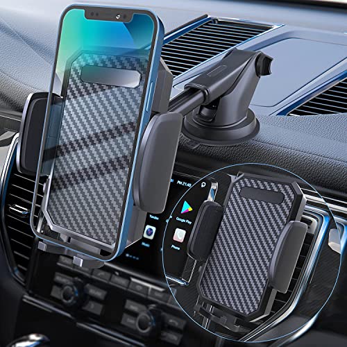 Phone Mount for Car, [ Off-Road Level Suction Cup Protection ] 3in1 Long Arm Suction Cup Holder Universal Cell Phone Holder Mount Dashboard Windshield Vent Compatible with All Smartphones