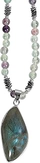 Natural Labradorite Beaded Pendant Necklace for Women and Men