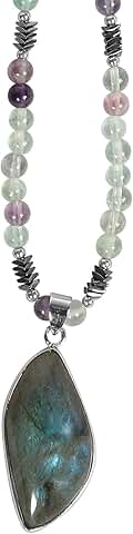 Natural Labradorite Beaded Pendant Necklace for Women and Men