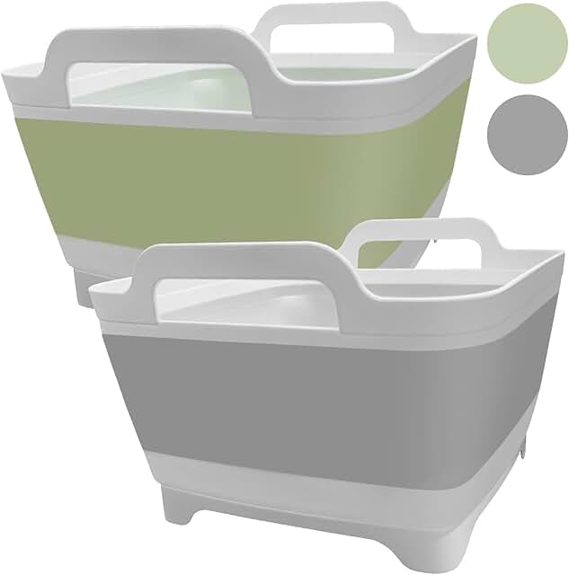 2-Pack Collapsible Dishwash Basins with Handles