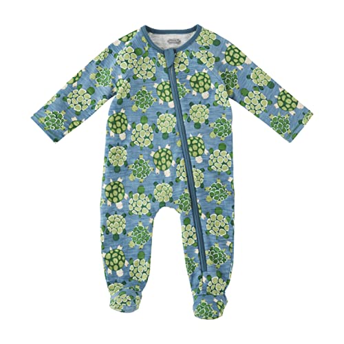 Baby Boys Footed Sleeper, Blue Turtle, 0-3 Months