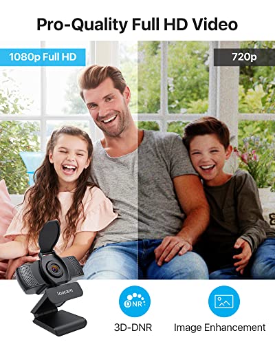 1080P Webcam with Microphone, HD Web Cam, Streaming Webcam with Privacy Cover, 90 Wide Angle Computer Camera, USB Webcam Plug and Play for Video Calling, Conference, PC/Mac/Desktop/Laptop