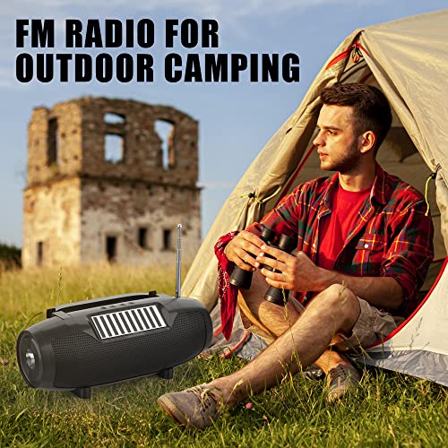 Solar Bluetooth Speaker with Flashlight, Wireless Portable Speaker for Outdoor use, Compatible for PC, Laptop, Smartphones