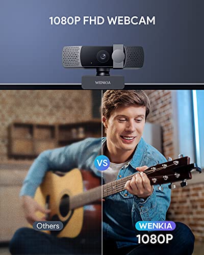 2022 1080P Webcam with Privacy Cover&Dual Stereo Microphones,HD USB Web Computer Camera with Auto Light Correction for Video Conferences& Streaming, Compatible with Windows & Mac, PC & Laptop