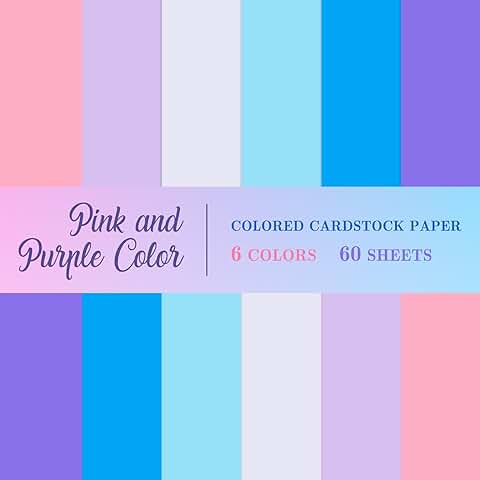 Blue, pink, purple 8.5x11 inch thick card stock, 60 sheets