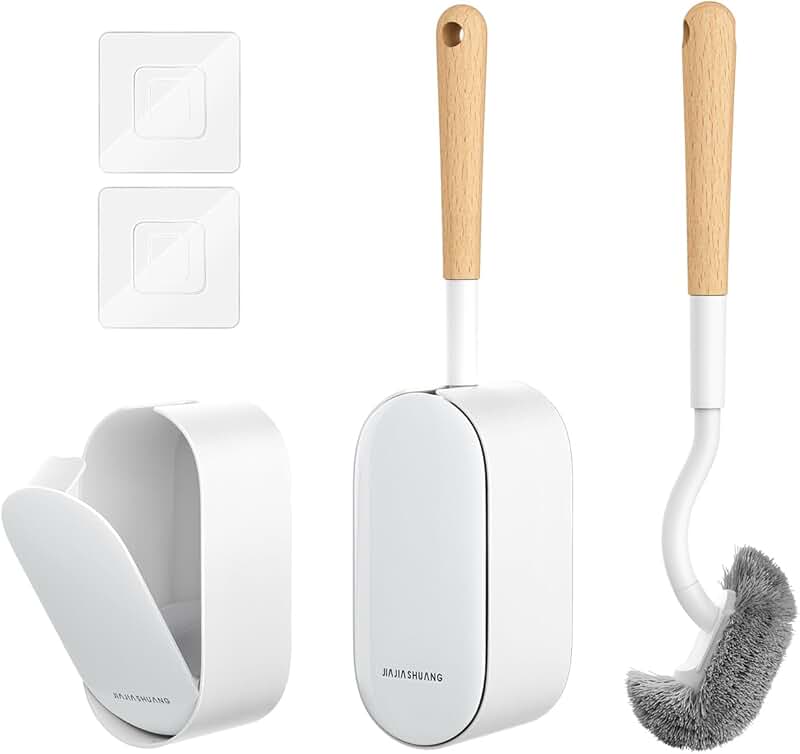 Bamboo Toilet Brush Set with Wooden Holder
