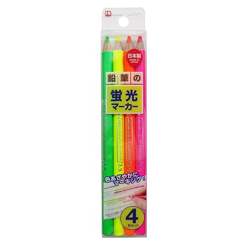 Bright Fluorescent Highlighter Pencil Set with Four Colors