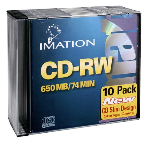 IMN40955 CD Rewritable Media, CD-RW, 4X, 700 MB, 10 Pack Slim Jewel Case, Retail