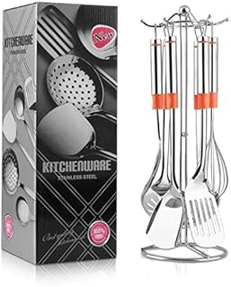 Six-piece stainless steel cooking utensil set