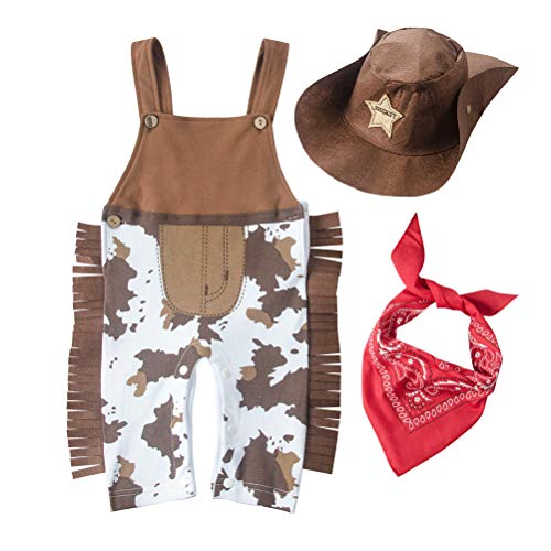 May s Baby Baby Toddler Boys The Cowboy Romper Onesie 3pcs Sets Brown