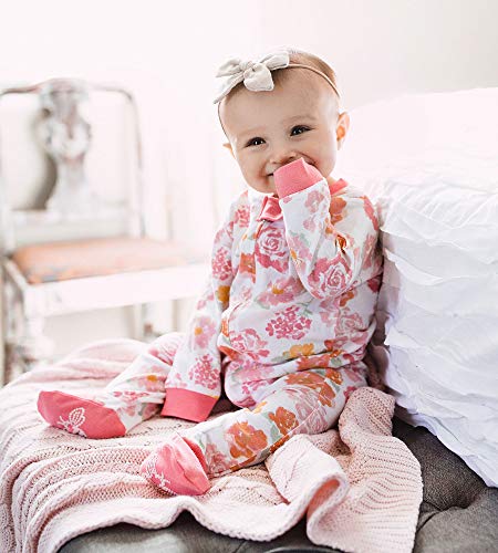 Girls' Sleep and Play PJs, 100%  Cotton One-Piece Romper Jumpsuit Zip Front Pajamas, Rosy Spring, 6-9 Months