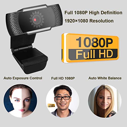 Webcam for PC,  Webcam with Microphone HD 1080P External Web Camera Stream Computer Camera for Zoom Meetings, Skype, Conferencing, Video Calls