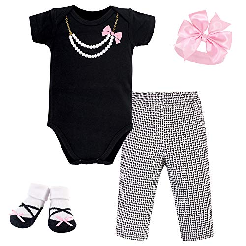 Uni  Baby Boxed-Gift Set, Black Pink Pearls, 0-6 Months