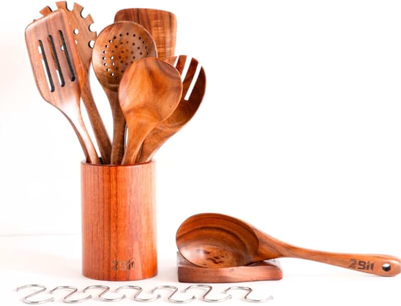 Six-piece black silicone and stainless steel kitchen utensil set