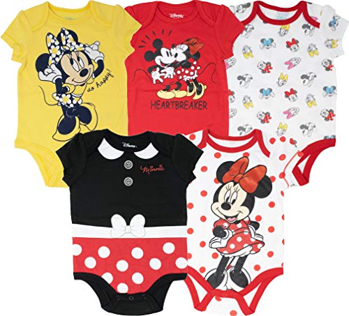 Baby Girls Girl Minnie 5 Pack Bodysuit, Yellow 18 Months