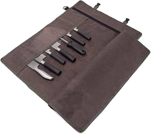 Portable Waxed Canvas Chef Knife Roll Bag with 10 Slots