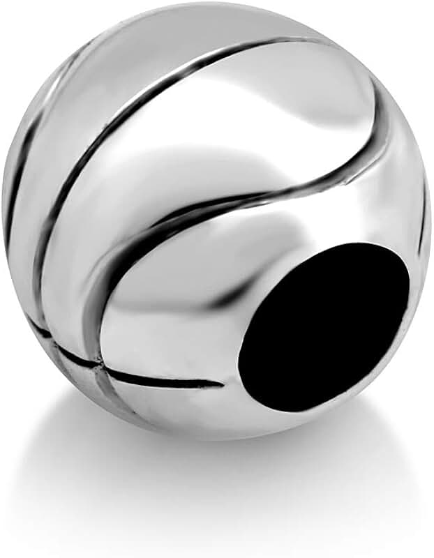Sterling Silver Basketball Bead Charm