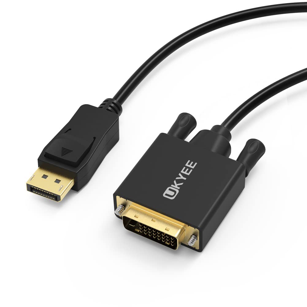 Displayport to DVI Cable 6 Feet 2-Pack, Display Port(DP) to DVI-d Male to Male Adapter Cable Compatible with PC, Laptop, HDTV, Projector, Monitor, More- Gold-Plated