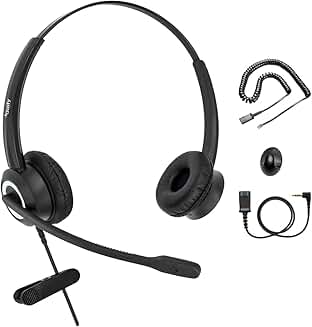 Binaural Phone Headset with Noise Cancelling Microphone