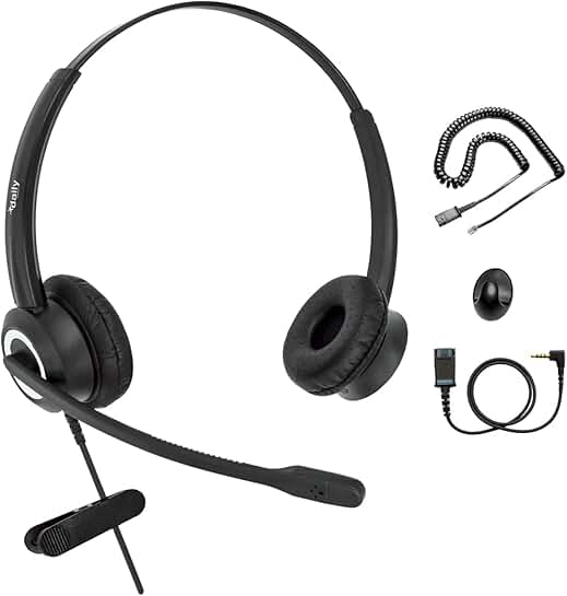 Binaural Phone Headset with Noise Cancelling Microphone