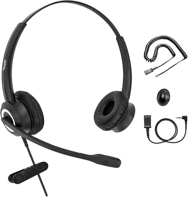 Binaural Phone Headset with Noise Cancelling Microphone