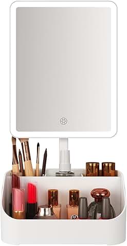 Rechargeable LED Makeup Mirror with Storage and Magnification