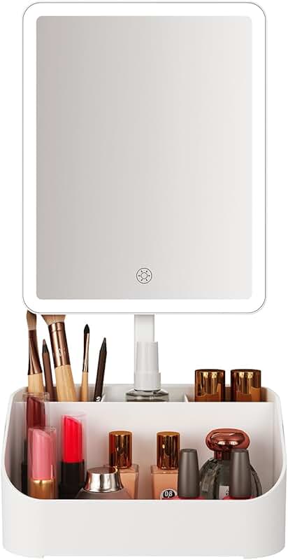 Rechargeable LED Makeup Mirror with Storage and Magnification